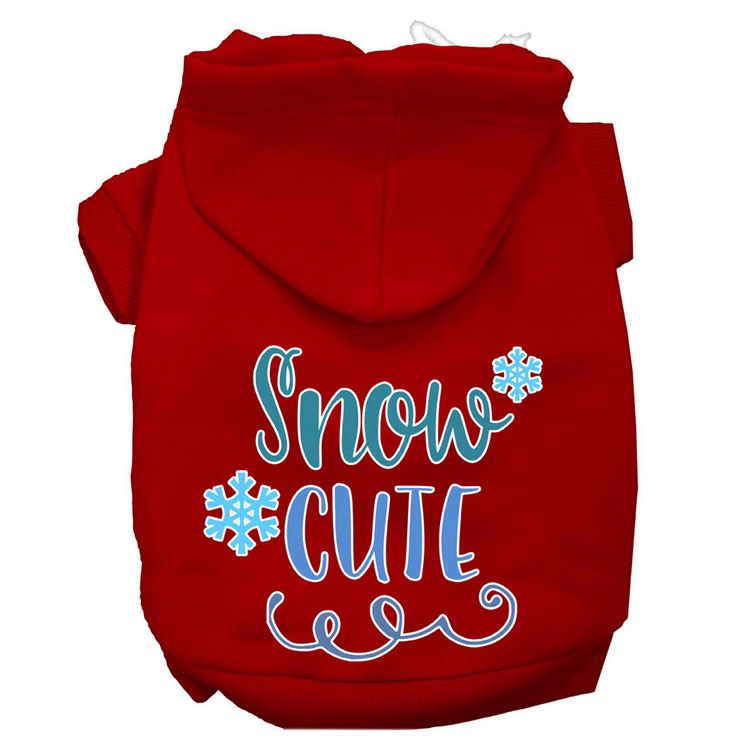 Snow Cute Screen Print Dog Hoodie Red XXL